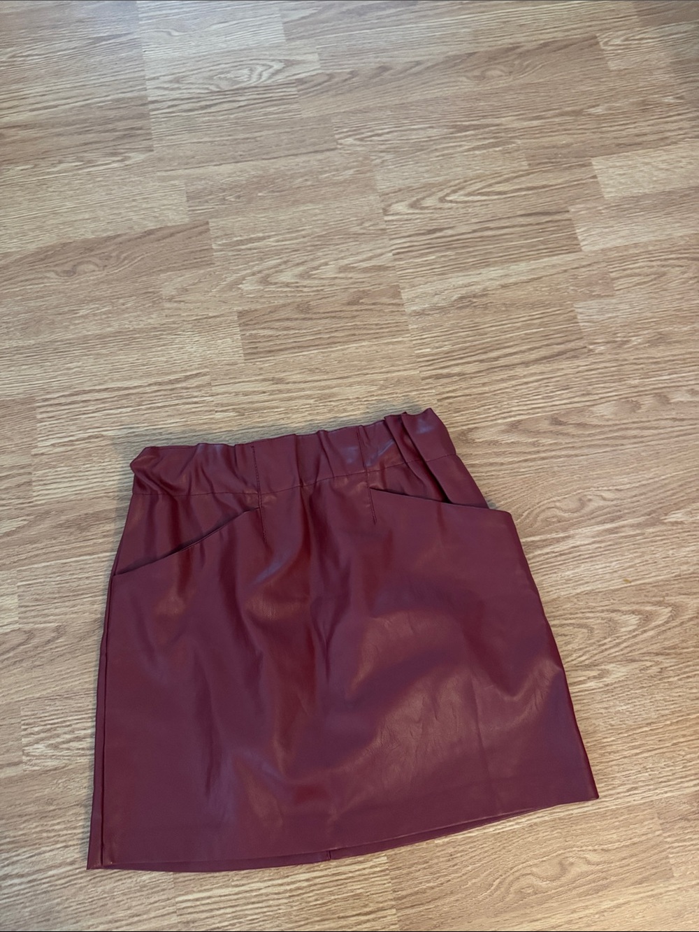 Goodnight Macaroon Burgundy Faux Leather Mini Skirt